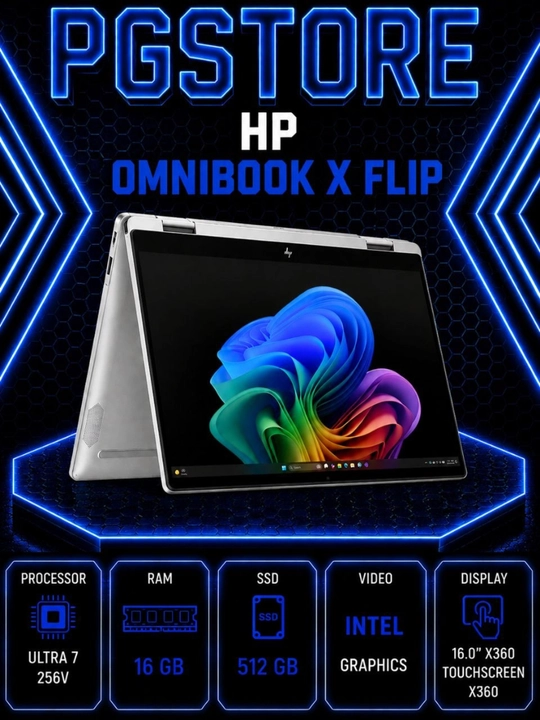 Ноутбук HP OmniBook X Flip Ultra 7 256V RAM 16GB SSD 512GB 16.0" x360 Touchscreen - 