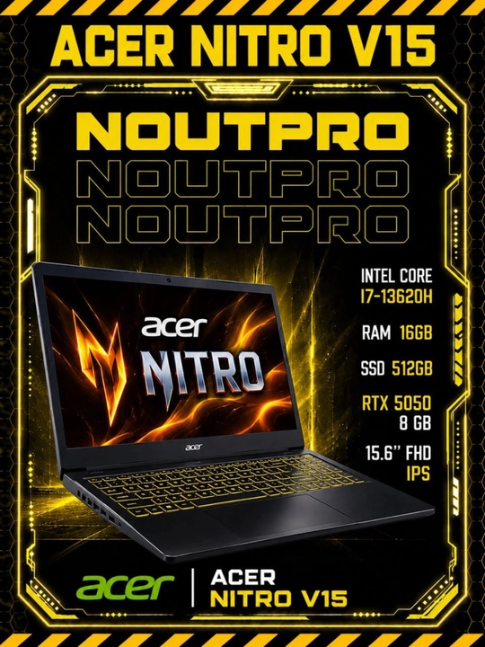 Ноутбук Acer Nitro V15 Intel Core i7-13620H RAM 16GB SSD 512GB RTX 5050 8GB 15.6" FHD IPS - 
