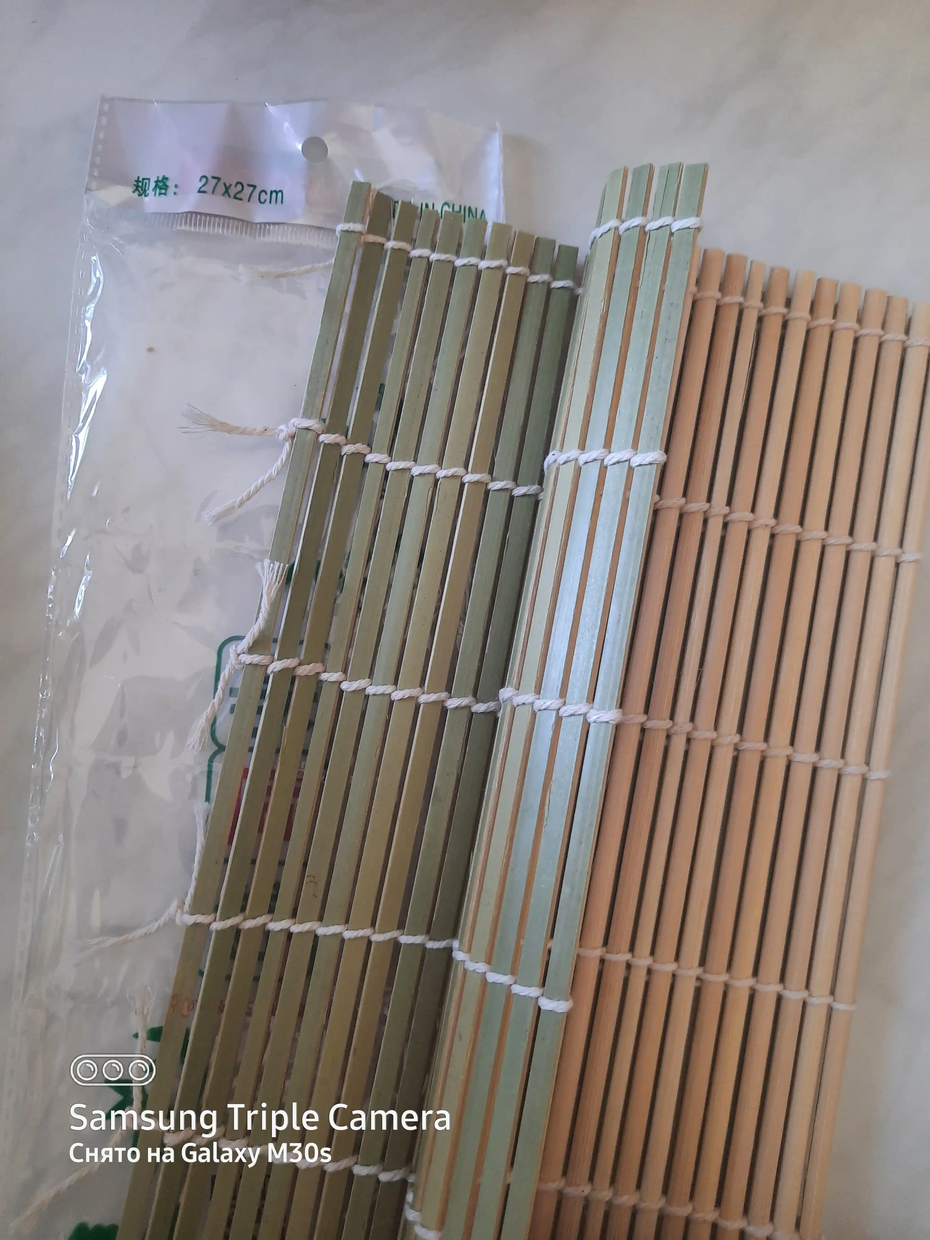 Sushi va roll tayyorlash uchun bambuk gilamcha 27×27 sm, 100% tabiiy bambuk, yashil
