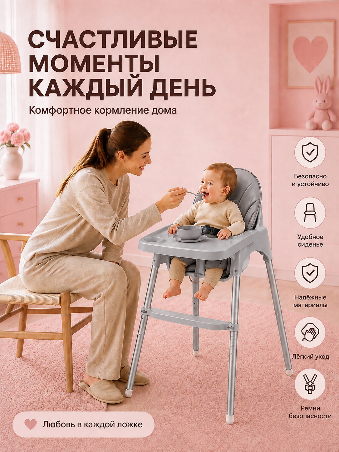 Детский стульчик для кормления, стульчик для малыша, съемный поднос, стульчик для ребенка