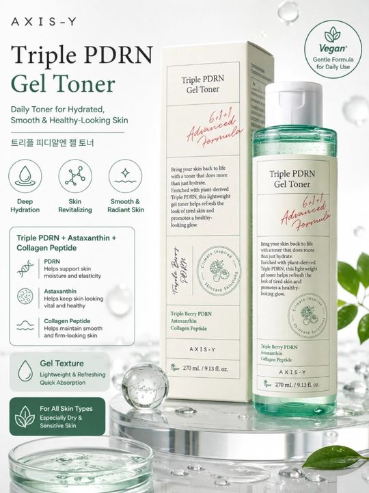 AXIS-Y Triple PDRN Gel Toner, namlantiruvchi va tiklovchi toner 270 ml - 