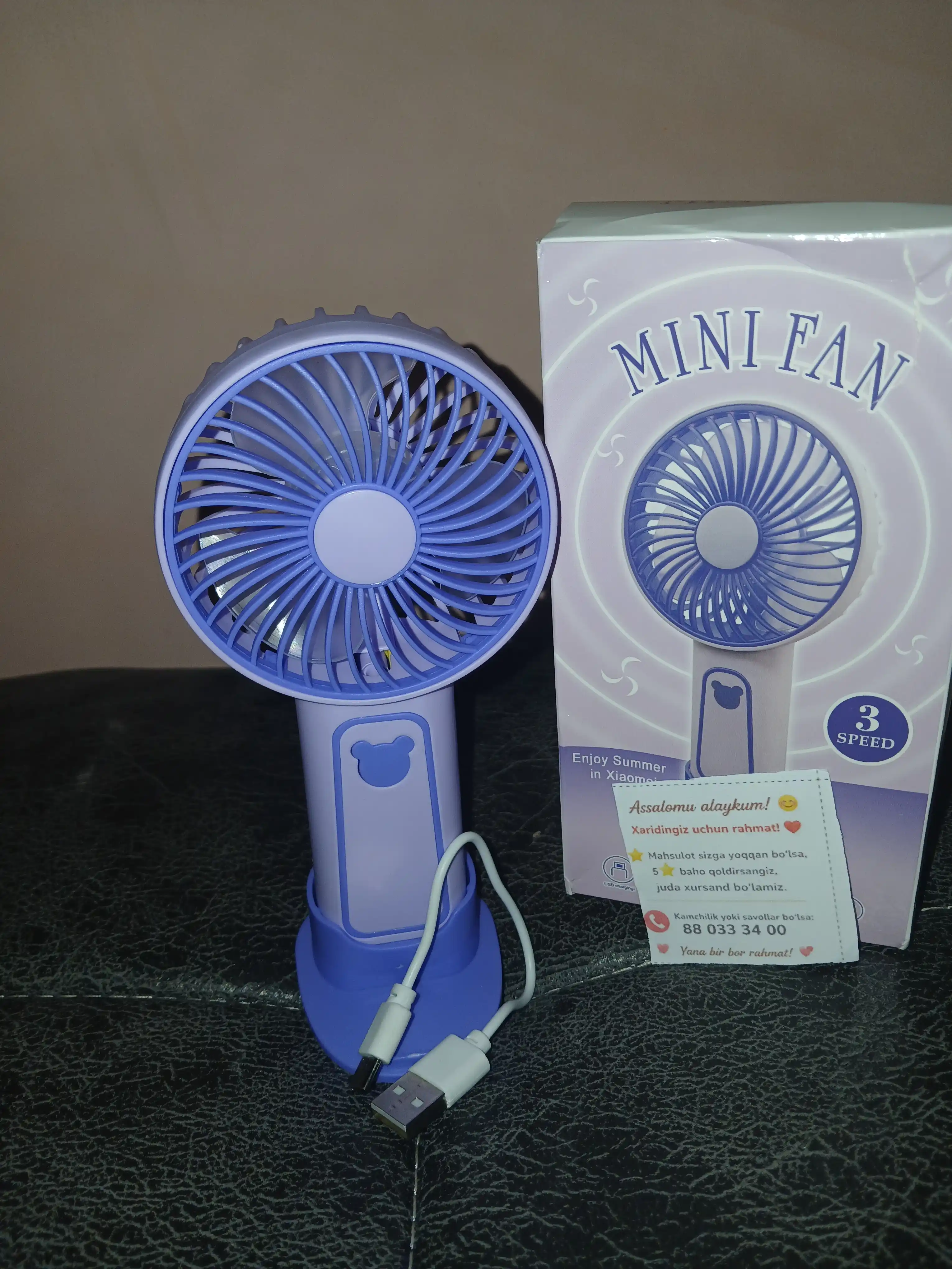 Mini ventilyator usb zaryadlovchi, stol uchun ventilyatorcha, vintelyator kichkina