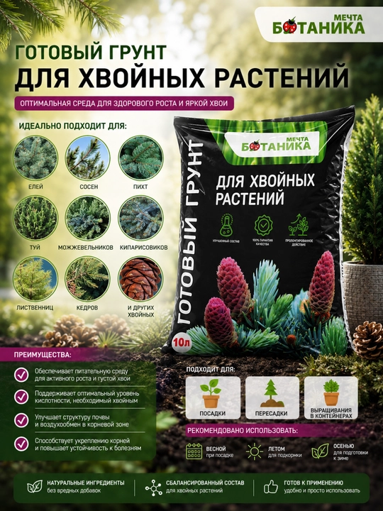 Готовый грунт Мечта Ботаника для хвойных растений