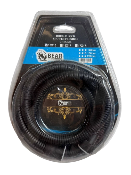 White Bear Double Lock dush shlangi, 150 sm, xrom, G 1/2 dyuym