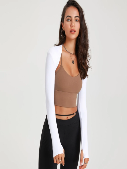 Ayollar uchun uzun yengli sport bolero, fitnes va mashg'ulotlar uchun