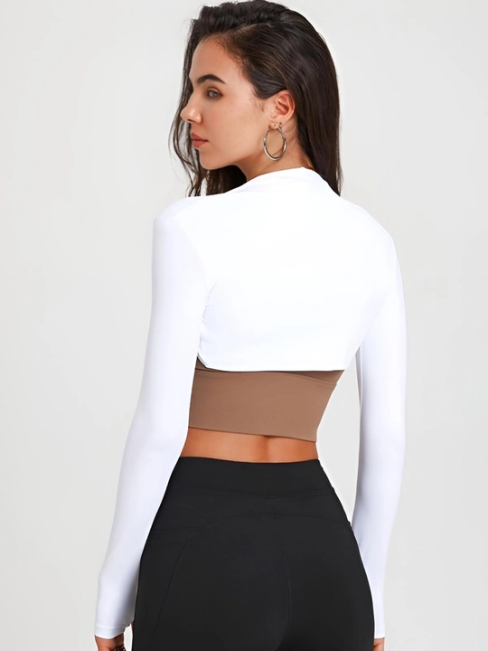 Ayollar uchun uzun yengli sport bolero, fitnes va mashg'ulotlar uchun