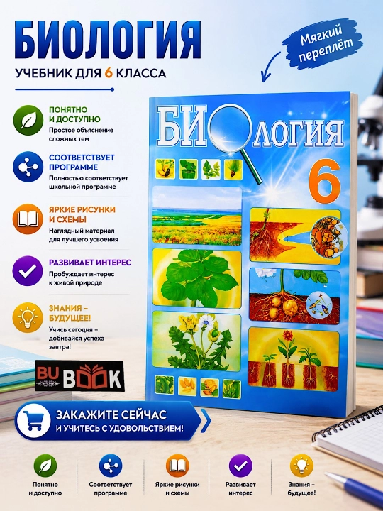 Биология. 6 класс  ( цветная формат А5 на русском) - 
