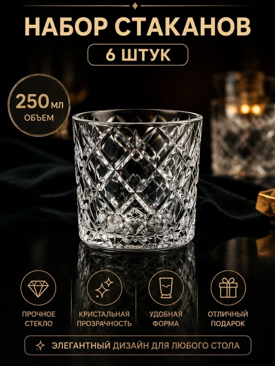 Shisha stakanlar to‘plami 6 dona, 350 ml, teksturali dizayn - 