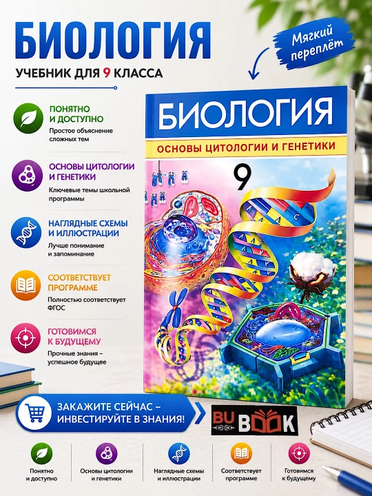 Биология 9-класс 2019 цветная формат А5 на русском - 