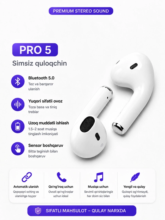 Simsiz quloqliklari Pro 5