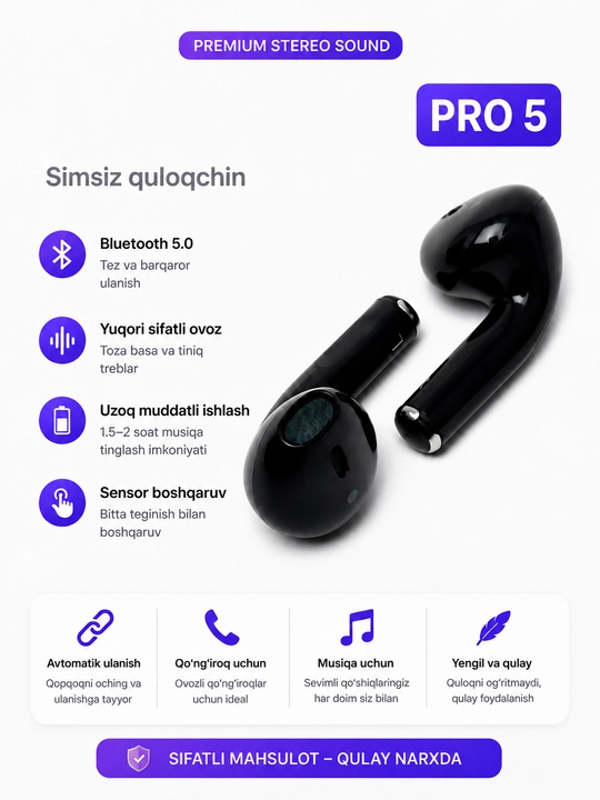 Simsiz quloqliklari Pro 5