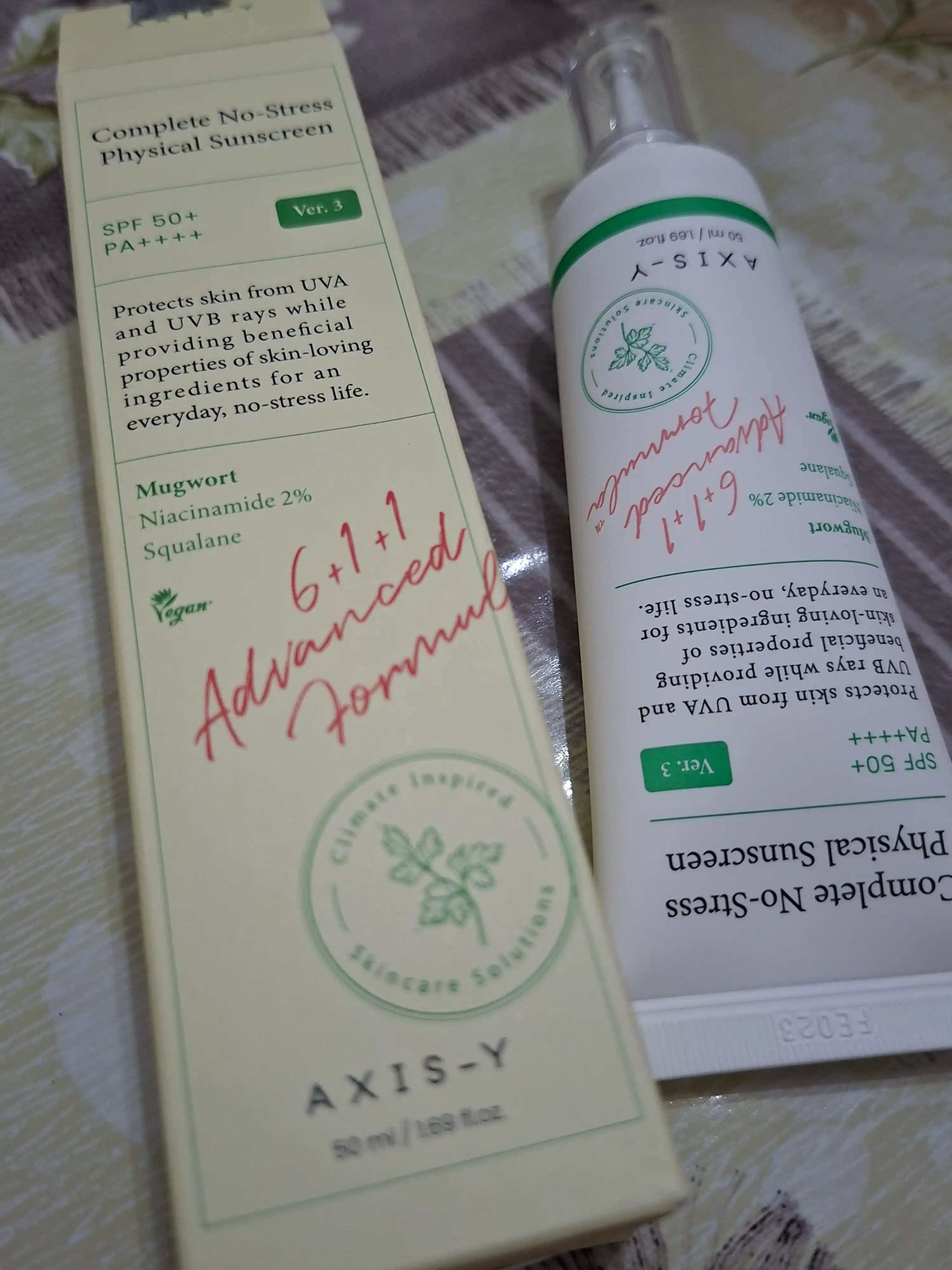 Quyoshdan himoya kremi AXIS-Y Complete No-Stress Physical Sunscreen SPF50+ PA++++, 50 ml