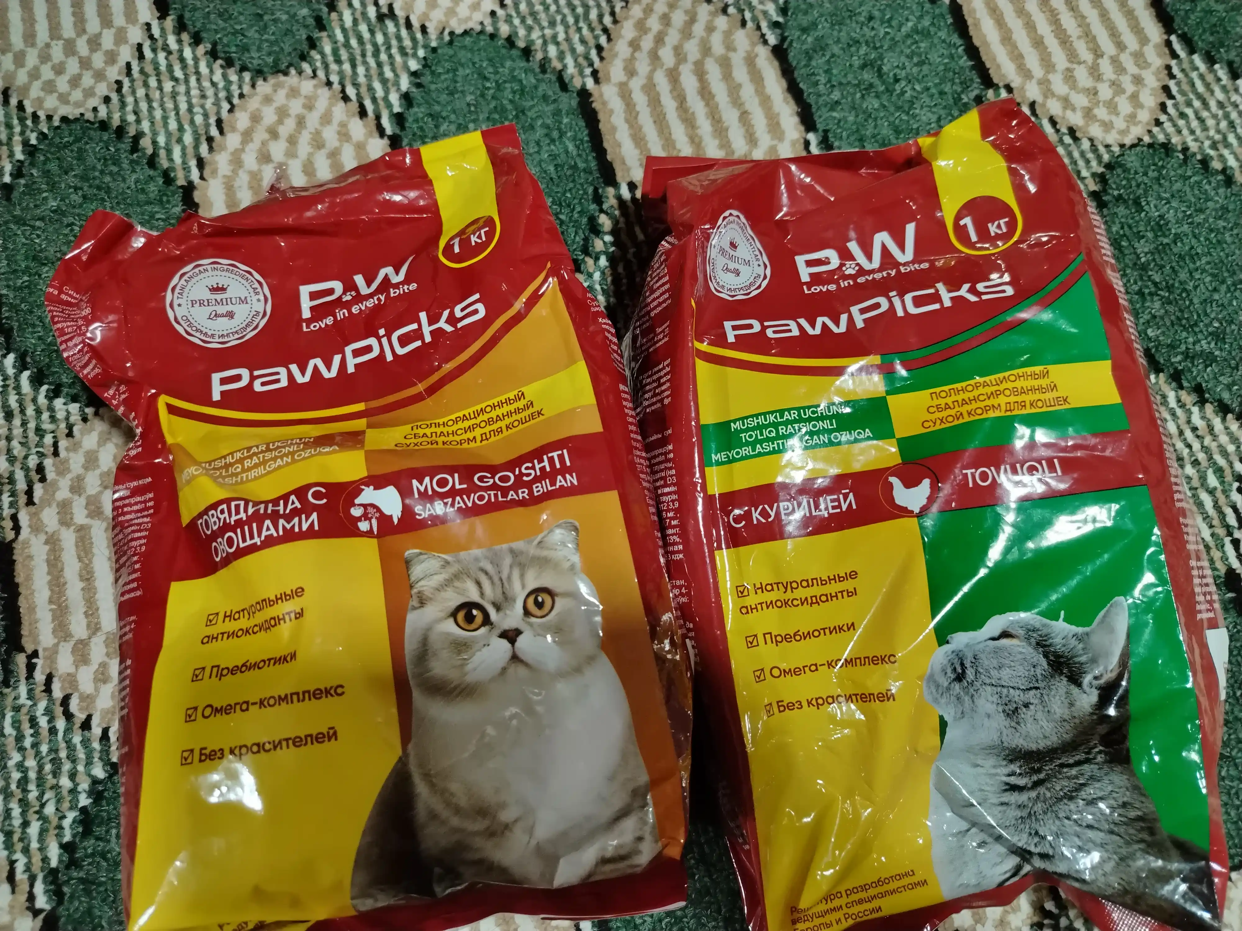 Paw Picks сухой корм для кошек с говядиной и овощами, 1 кг