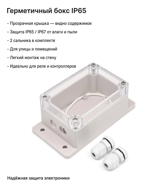 Водонепроницаемая коробка Sonoff IP66 для защиты электроники и соединений - 