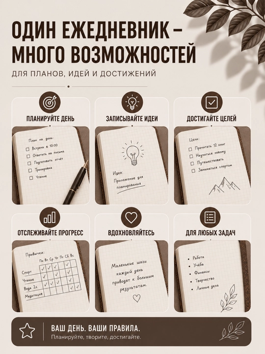 Премиум блокнот А5 с застёжкой — стильный ежедневник