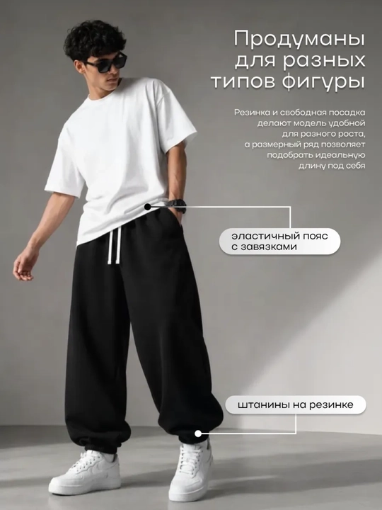 Спортивные брюки Багги Унисекс Оверсайз трико / Мужские и женские
