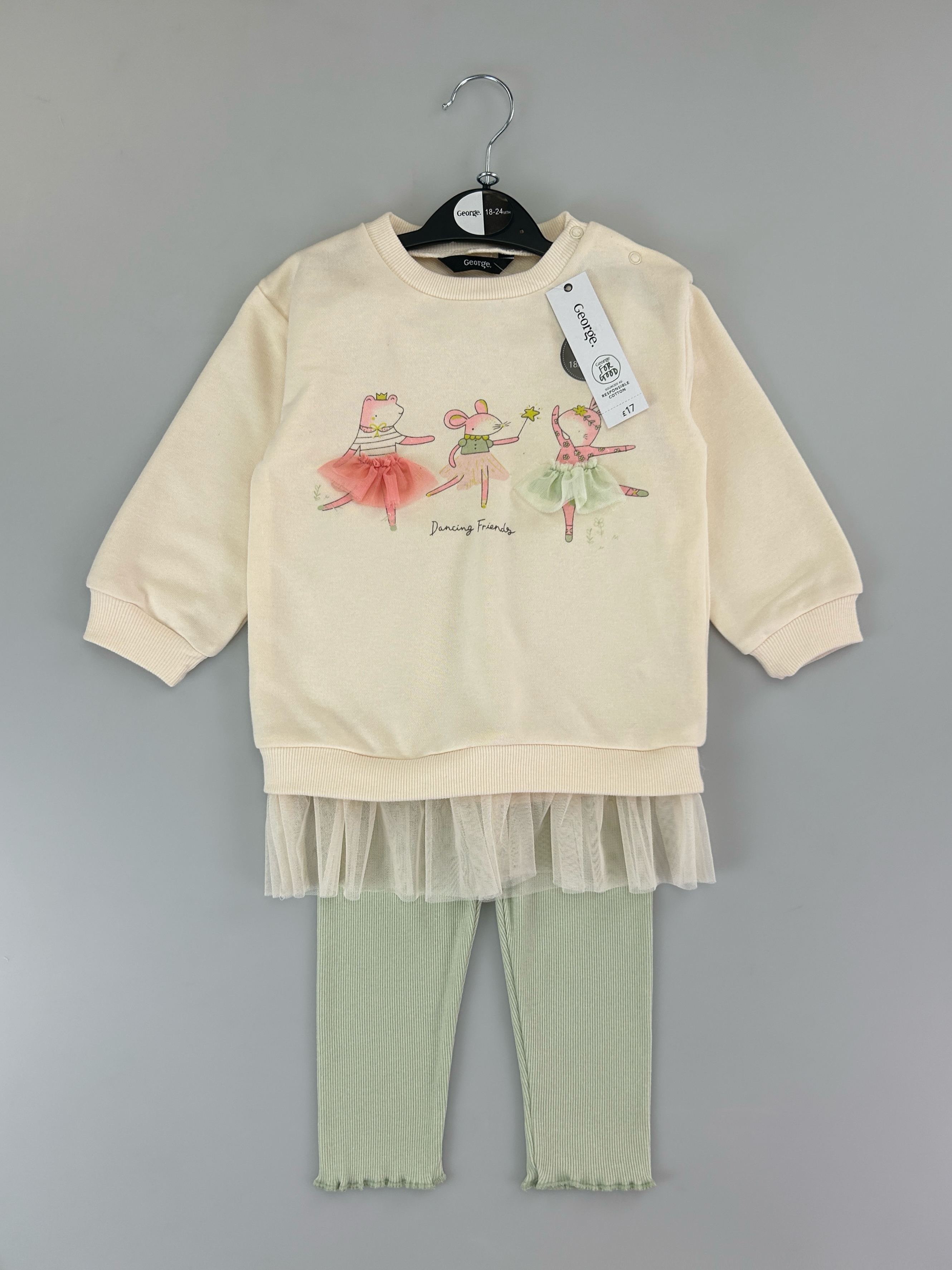Chaqaloqlar uchun komplekt George, paxta matoli 2 qismli kiyim, 6 oy–3 yosh - 