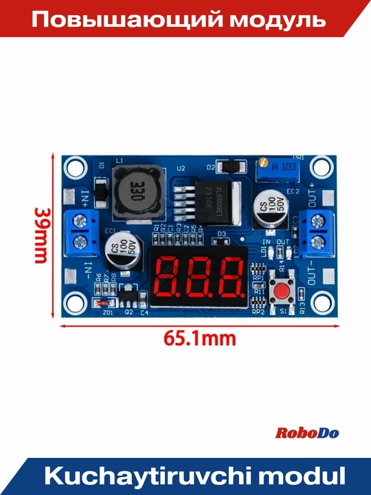 LED voltmetrli XL6009 kuchaytiruvchi boshqariladigan quvvat moduli