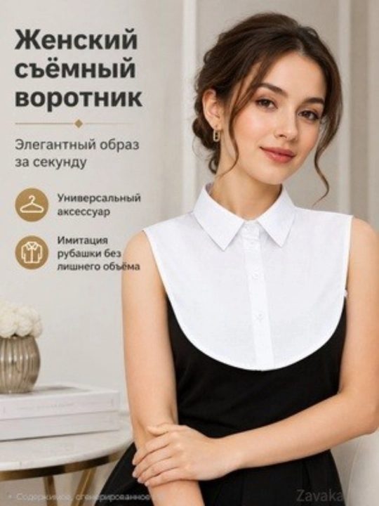 Воротник-рубашка, классика, из 100% хлопка