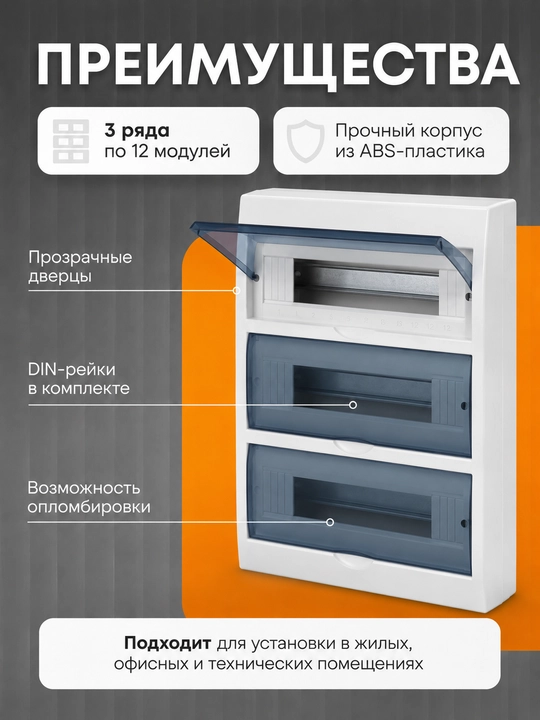 Корпус IEK ЩРН-Пк-36 FCN на 36 модулей, навесной пластиковый IP41