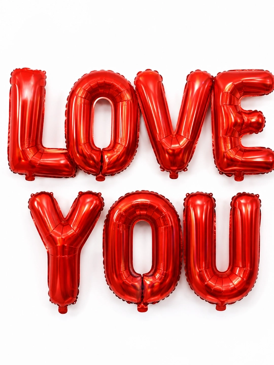Набор красных фольгированных шаров с надписью LOVE YOU для признания в любви, 8 шт - 