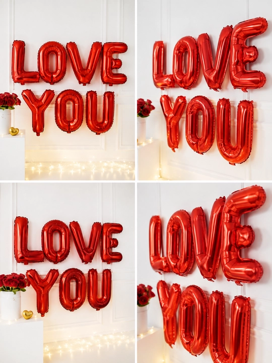 Набор красных фольгированных шаров с надписью LOVE YOU для признания в любви, 8 шт