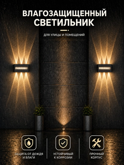 LED devor chirog‘i, tashqi IP65 suv o‘tkazmaydigan, 6W/8W/10W, rangli yoritish, ABS korpus