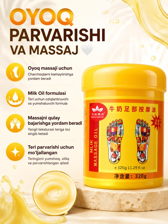 Oyoq massaji uchun yog‘ Milk Massage Oil 320 g