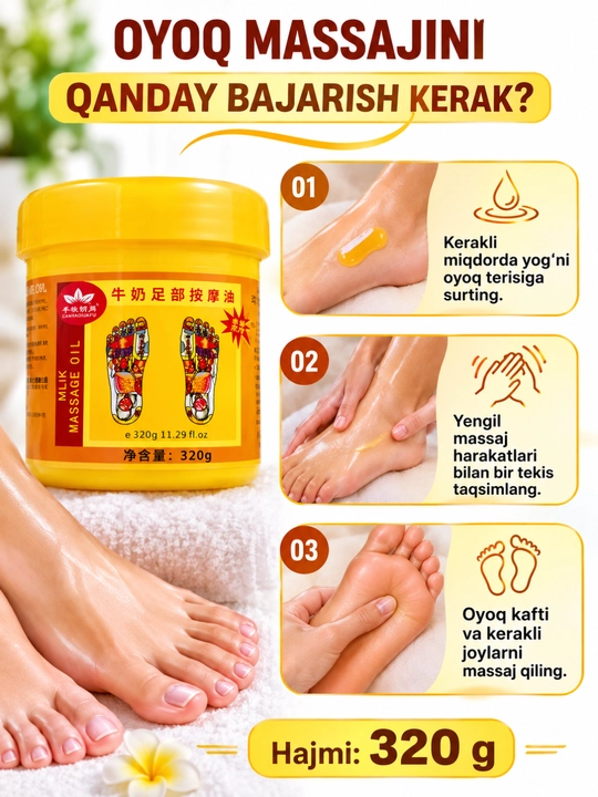 Oyoq massaji uchun yog‘ Milk Massage Oil 320 g