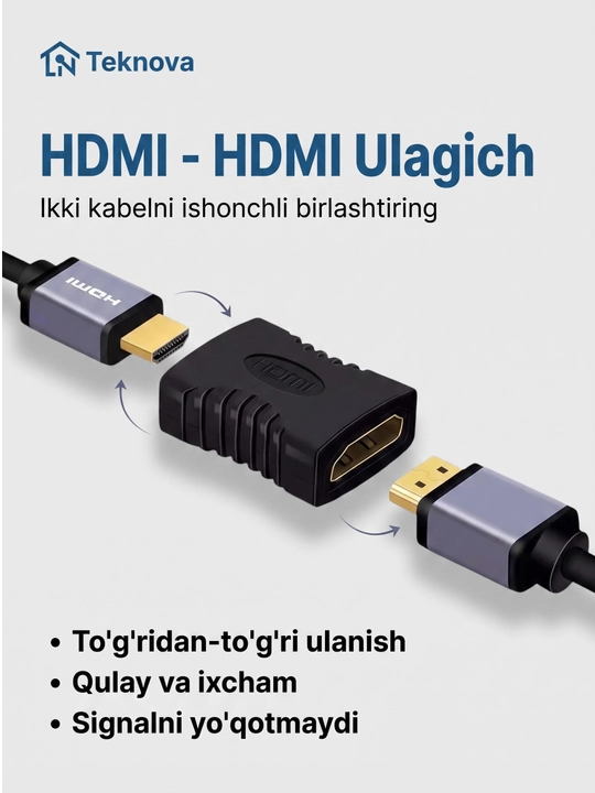 HDMI - HDMI (F-F) Adapter / Ulagich Teknova, kabellarni uzaytirish uchun - 