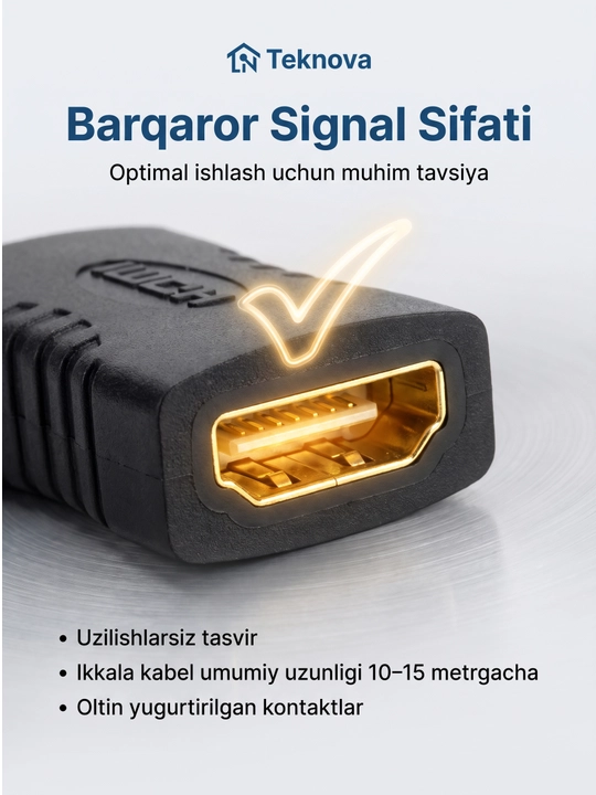 HDMI - HDMI (F-F) Adapter / Ulagich Teknova, kabellarni uzaytirish uchun