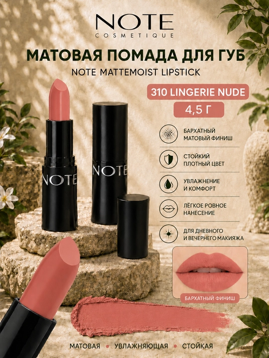 Помада для губ NOTE Mattemoist матовая увлажняющая, стойкая 301–313 - 