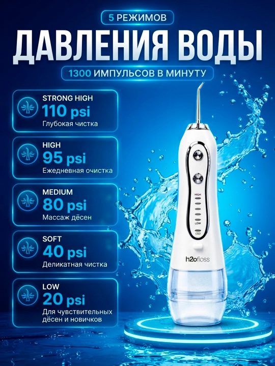 Tishlar uchun H2ofloss og‘iz bo‘shlig‘i uchun portativ irrigator