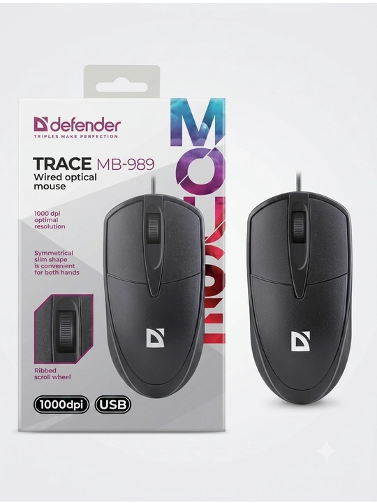 Kompyuter sichqonchasi simli Defender Trace MB989 USB mishka kompyuter va noutbuklar uchun