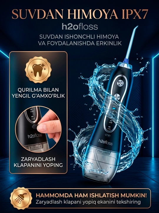 Tishlar uchun H2ofloss og‘iz bo‘shlig‘i uchun portativ irrigator