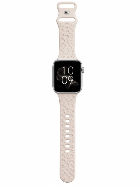 Женский силиконовый ремешок для Apple Watch, бежевый, с узором - 