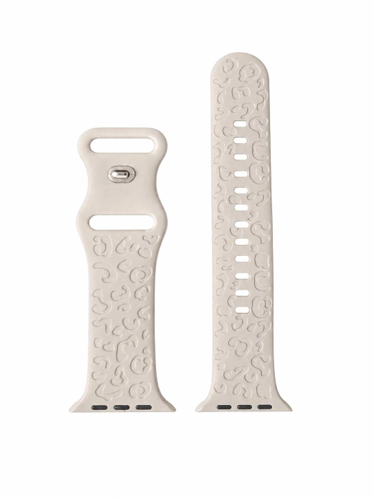 Apple Watch uchun ayollar silikon tasmasi, bej rang, naqshli