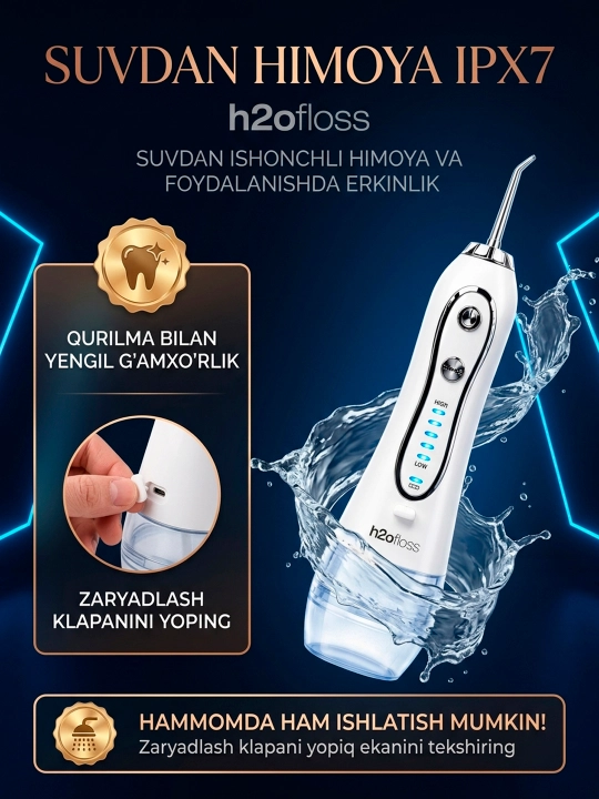 Tishlar uchun H2ofloss og‘iz bo‘shlig‘i uchun portativ irrigator