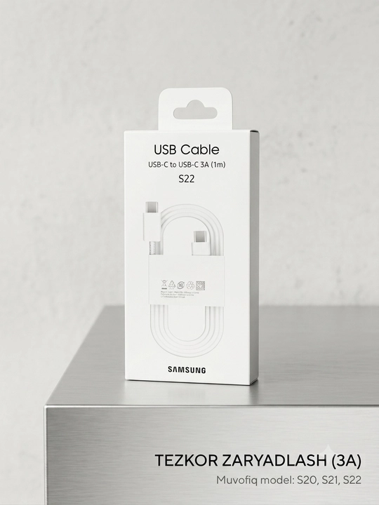 Samsung USB-C – USB-C kabeli, 1 metr, tezkor quvvatlash va ma'lumot uzatish uchun - 
