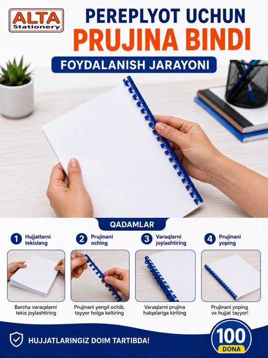 Pereplyot uchun sifatli prujina Bindi, 100 dona