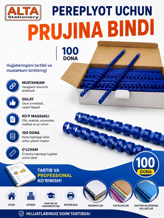Pereplyot uchun sifatli prujina Bindi, 100 dona - 