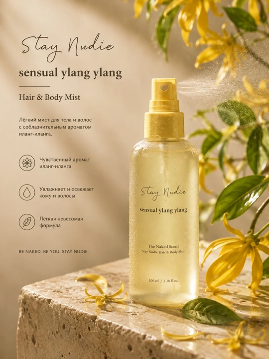 Stay Nudie Hair Body Mist — мист для тела и волос с ароматом иланг-иланга