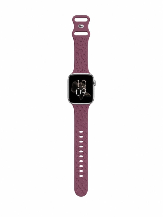 Ремешок для Apple Watch силиконовый, бордовый, с рельефным узором - 