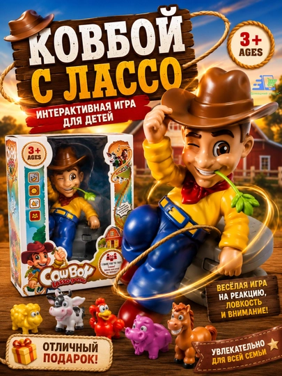 Интерактивная настольная игра Ковбой с лассо, веселая игра для детей 3+