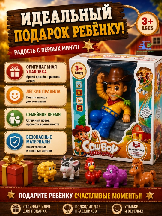 Интерактивная настольная игра Ковбой с лассо, веселая игра для детей 3+