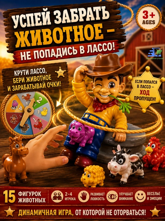 Интерактивная настольная игра Ковбой с лассо, веселая игра для детей 3+