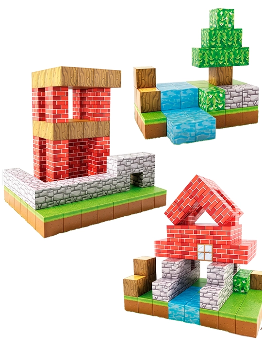 Minecraft magnitli konstruktor lego, 100 dan 500 donagacha Minecraft magnit blok to'plami