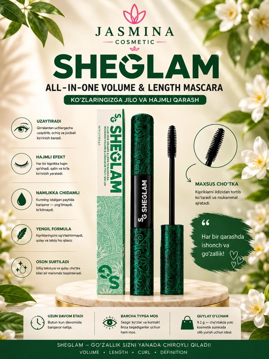 Тушь для ресниц SHEGLAM TUSH 2 в 1 – максимальный объем и длина ресниц - 