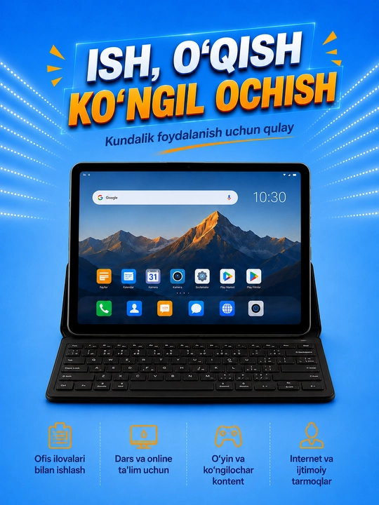 Planshet Aqlli 17 Pro Max Metall korpus Smart Andro 15 5G UZIMEI klaviatura sichqoncha