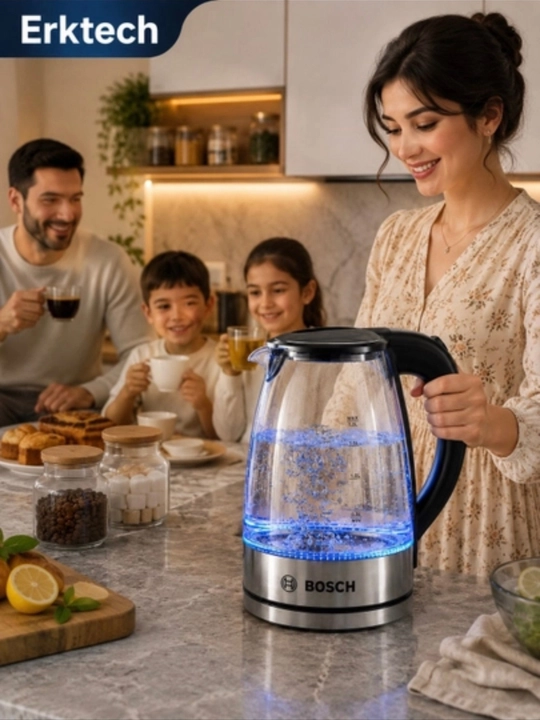 Электрочайник, стеклянный чайник, чайник 1,8 л, Bosch, чайник с LED, кипятильник, для дома